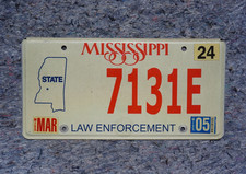 2005 Mississippi State License Plate - LAW ENFORCEMENT