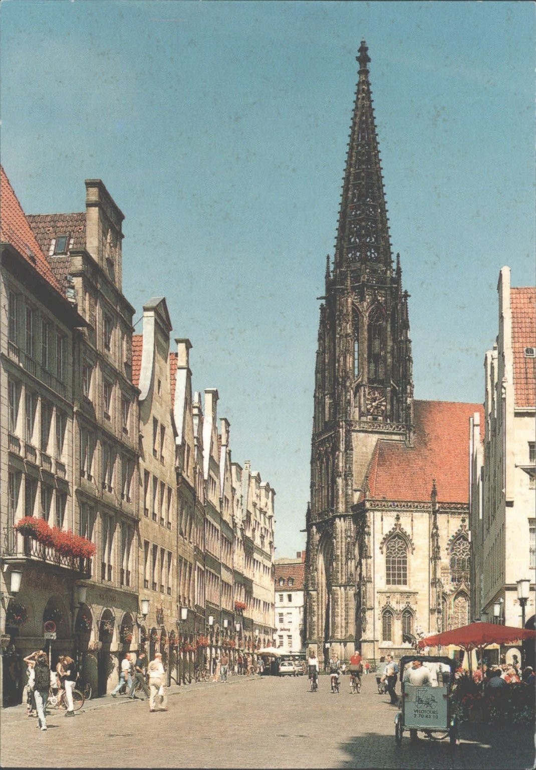 Münster Germany Lambertikirche Church Prinzipalmarkt Street View Postcard