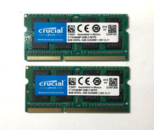 Lot of 2 Crucial CT102464BF160B 8GB SO-DIMM PC3-12800 (DDR3-1600) Laptop Memory