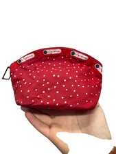 LeSportsac Red Polka Dot Cosmetic Bag Small Pouch 100 Nylon USA-Made 77B