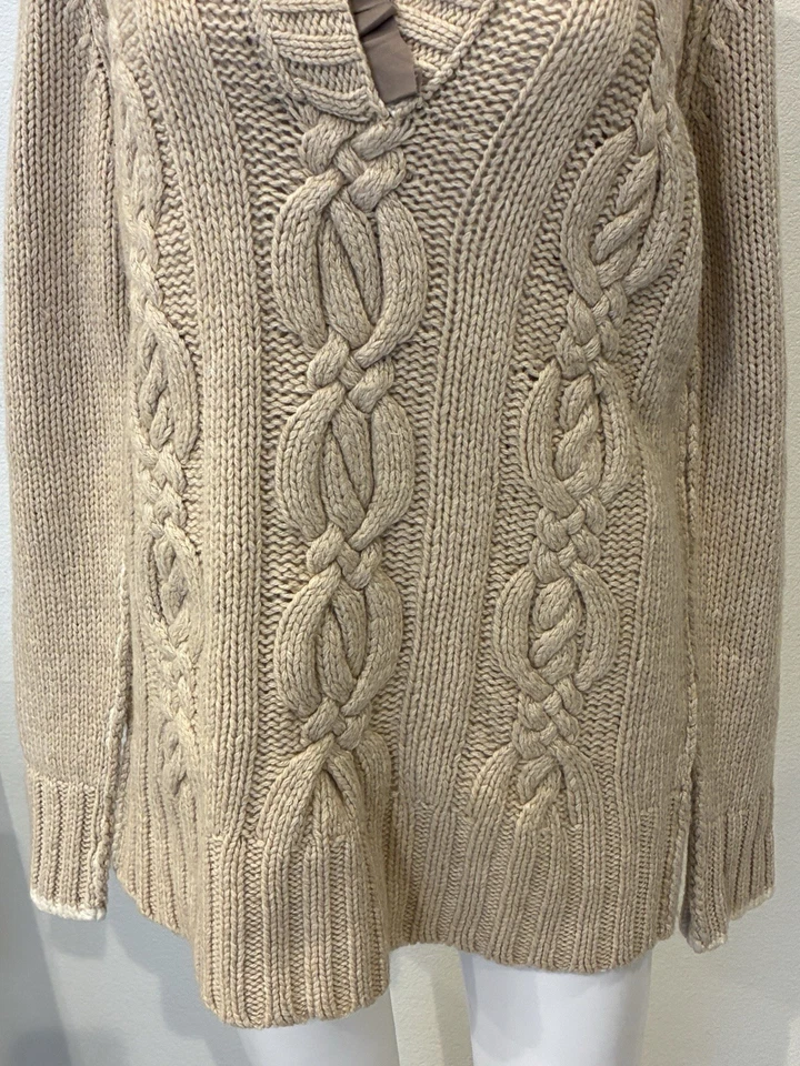 Suéter De Colección Banana Republic Heritage Tejido con Cable Para Mujer L Lana Volantes Dinero Antiguo Foto 3 de 4