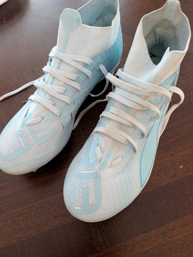 Puma Ultra Match Women's Size 8.5 White Teal Soccer Futbol Cleats Used Worn Once