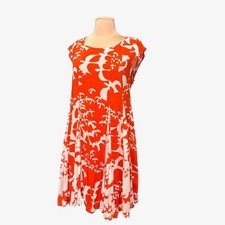 Anthropologie Maeve Mini Swing Dress Small Tangerine White Bird Print Boho 