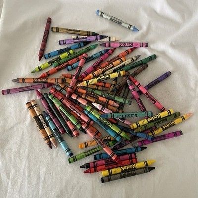 Lot of 63 Kodak Crayons Assorted Colors Some Used Most New No Duplicates No Box