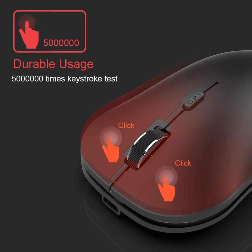 Arteck 2.4G Wireless Mouse with Nano USB Receiver Ergonomic Design black - Image 4 of 4