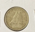1945 Canada 10 Cents 0.8000 Silver ASW 0.06 Oz Coin Free Shipping