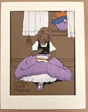 Antique Bess Bruce Cleaveland "Mother Goose" Poster w/Paper Collage in 11x14 Mat