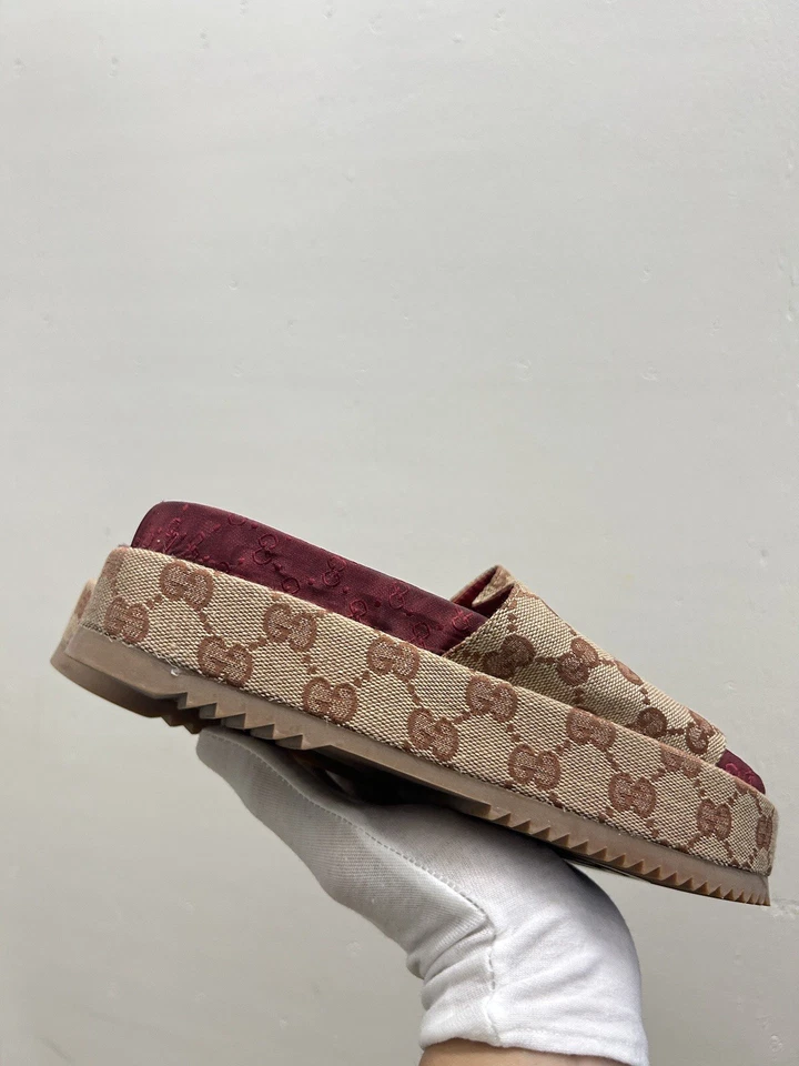 GUCCI Mujer Angelina GG Monograma Plataforma Slide Sandalias EU 37 US 7 Y10 Foto 4 de 4