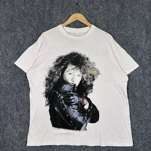80s Bon Jovi Tour Shirt XL Leather Jacket Portr 1980s vintage concert t-shirt, vintage, size XL, single stitch, B+ condition
