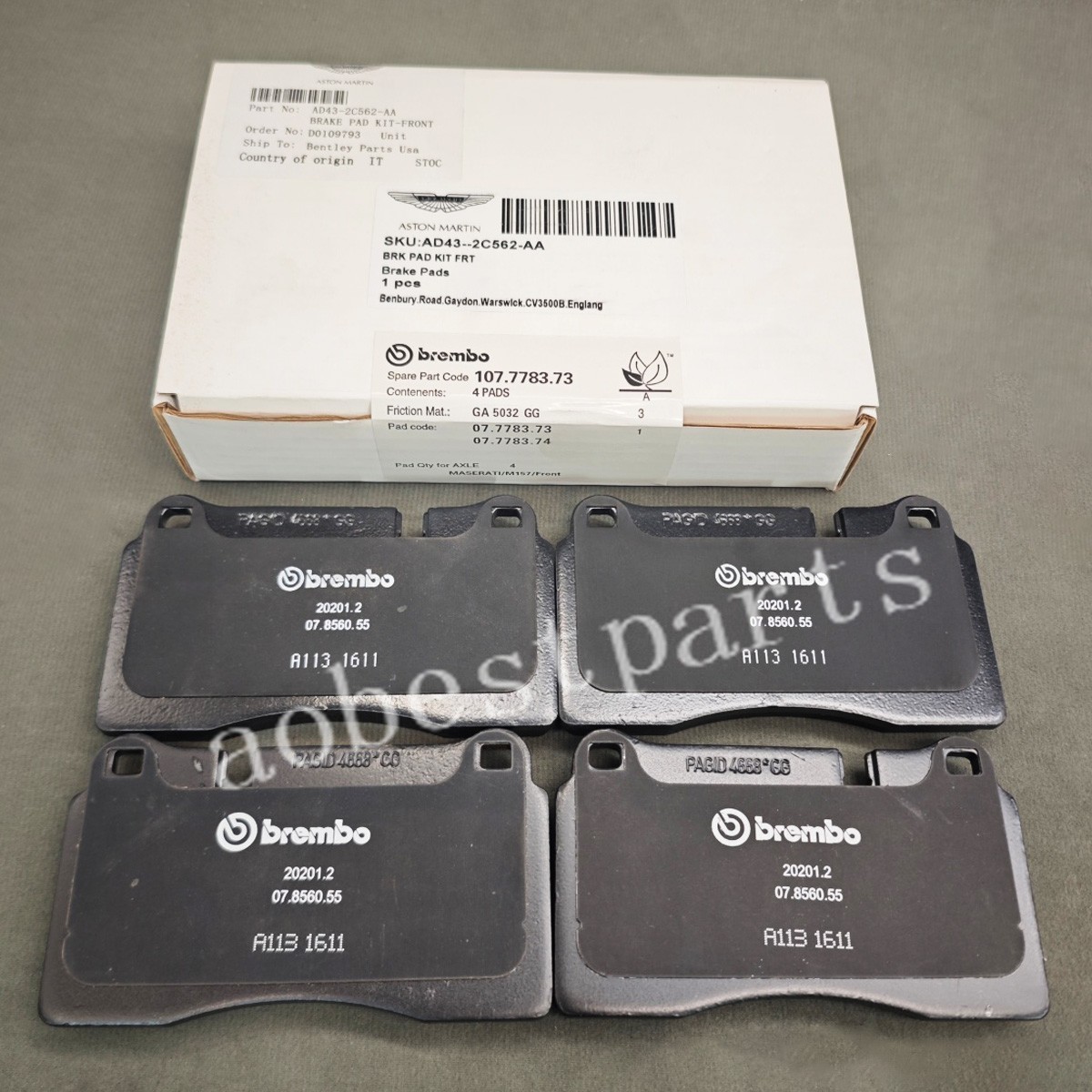 Aston Martin Rapide 2010 FRONT Brake pad wear sensor P/N AD432C562AB