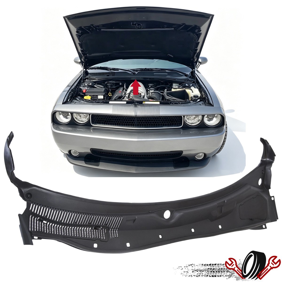 たしかめシート WINDSHIELD WIPER COWL GRILLE PANEL For 2008-2023 DODGE CHALLENGER