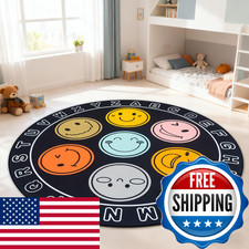 Yulidayang Abc Alphabet Rug For Kids Classroom Playmat 6Ft Non-Slip Circle Rugs