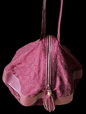 Gucci Authentic Vintage GG Monogram Canvas Leather Burgandy Shoulder Bag