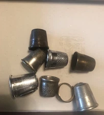 Vintage Metal Thimbles With Older Patina - Group Of 8