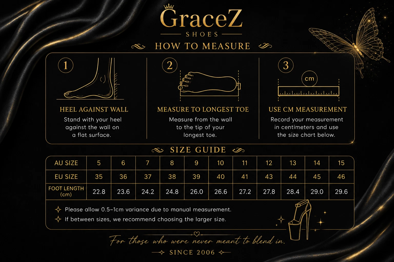 GraceZ Size Guide