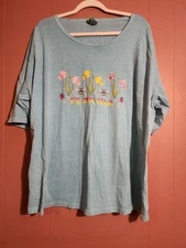 Fun & Attitude Big Dogs Women's 18/20 Light Blue T-shirt Florida Flowers