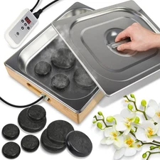 SereneLife Hot Stone Massage Kit with Digital Temperature Controller