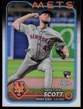 CHRISTIAN SCOTT 2024 TOPPS CHROME UPDATE REFRACTORS RC NEW YORK METS #USC110