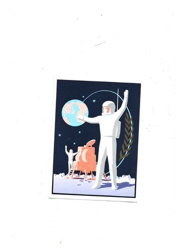 AEROPHILATELY, 1969 MAN ON THE MOON POSTCARD ALGERIA, NEW. PERFECT