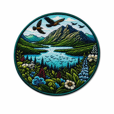 Mountain Patch Iron-on Applique Clothing Vest Jacket, Wild Animal Badge Nature