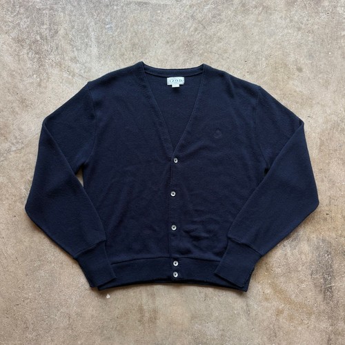 Izod, Vintage 1980s Izod Dark Navy Blue Acrylic Knit Cardigan Made in USA Size Large