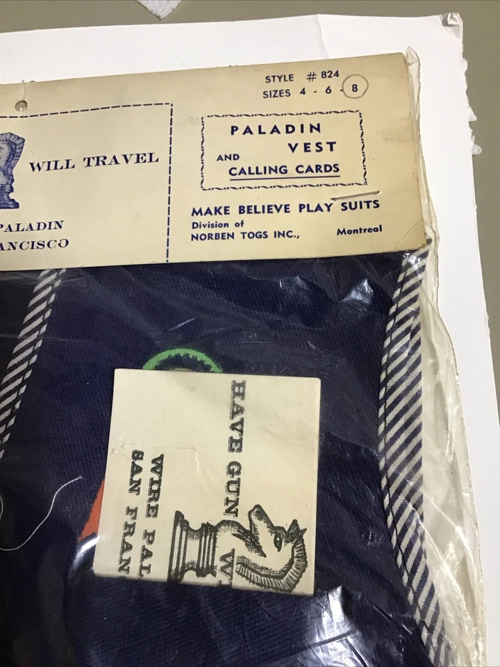 VINTAGE 1957 HAVE GUN WILL TRAVEL PALADIN FABRIKVERSIEGELTE WESTE UND VISITENKARTE - Bild 4 von 4