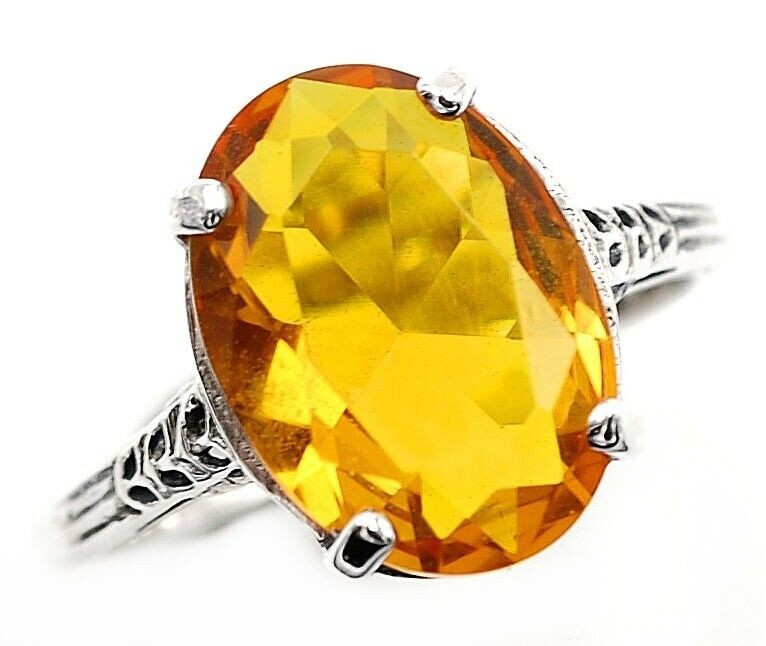  6CT Citrine 925 Sterling Silver Nouveau Ring Jewelry Sz 6 Z6-8