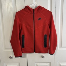 Nike Sportswear Waffle Knit Red Black Full Zip Jacket Boys Size Medium Sporty