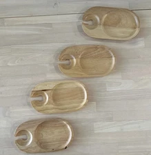 Wine And Dine Appetizer Trays Wine Glass Slot Set Of 4 Wooden Charcuterie Board