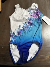 NWT United All Around leotard GYMNASTICS DANCE ASX adult xs blue/white gradient