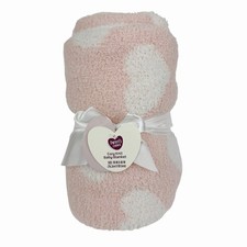 NWT Parents Choice Pink White Hearts Cozy Knit Chenille Baby Blanket Walmart