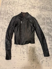 RICK OWENS Black Leather Biker  Jacket Women