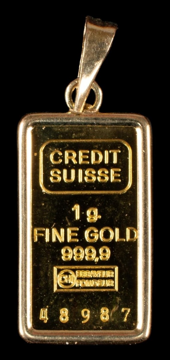 金塊 ゴールド 14金 約4.36g 1 Gram Bar Pamp Suisse 999.9 Gold Coin 14k Gold Bezel Serial