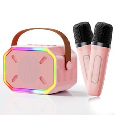 Kids Karaoke Machine for Girls: Portable Mini Pink With 2 Mics