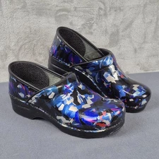 Dansko Professional Clogs Multicolored Patent Abstract Sz 40 US 9.5 Glossy Blue