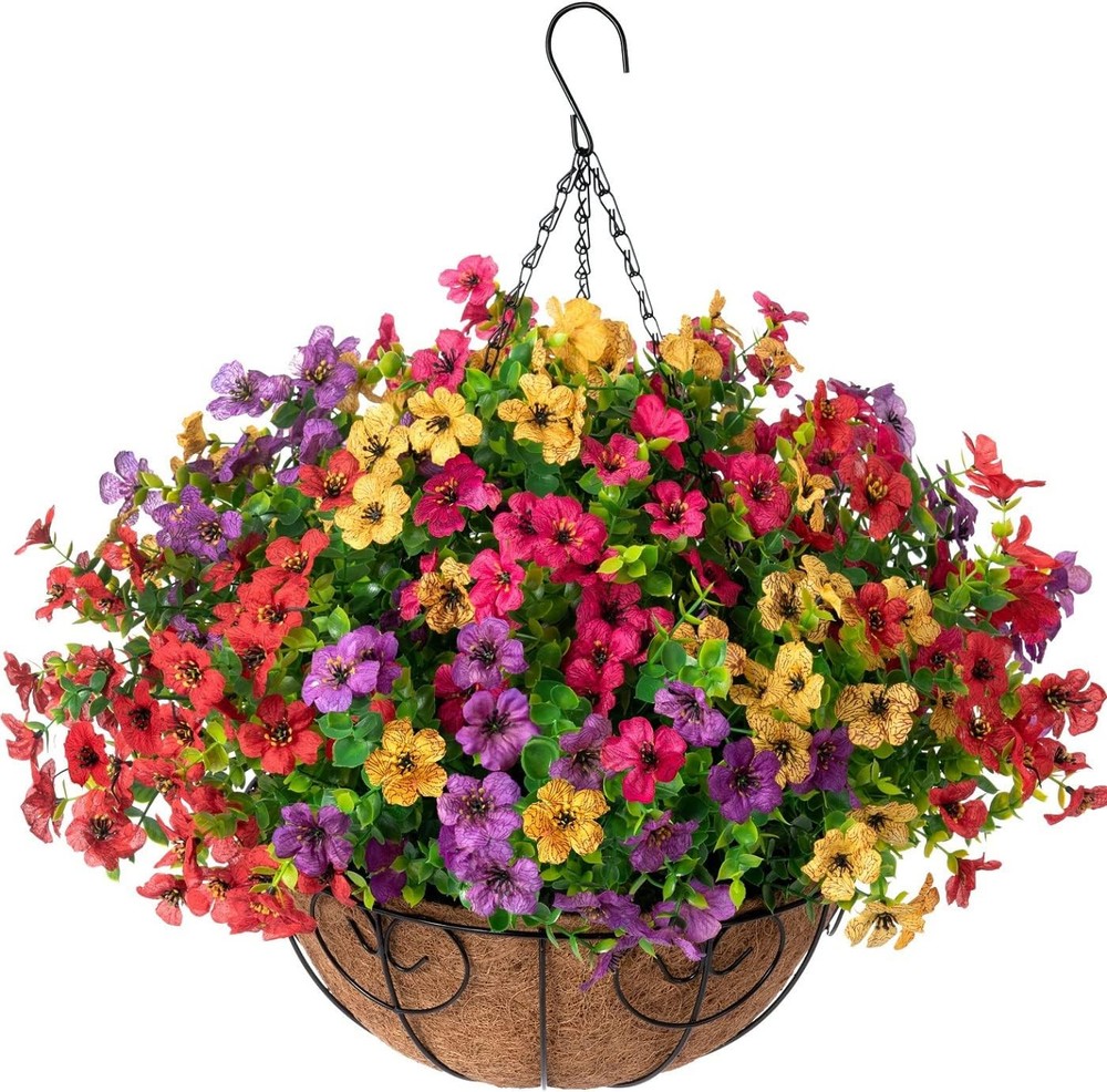 Faux Hanging Plants Basket for Outdoor Summer Decor Mix  