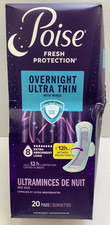 Poise Overnight Ultra Thin Pads w/Wings, 8 Extra Absorbent, 20ct