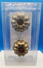 1 Pack Bed Bath & Beyond Set Of 2 Gold Pumpkin Metal Taper Candle Holders: