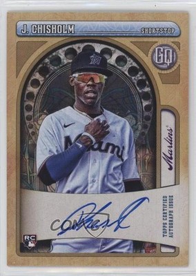 2021 Topps Gypsy Queen Team Script Font Swap Jazz Chisholm Rookie Auto RC 0qc1