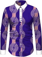 African Men's Long Sleeved Button Down Shirt paired with Soft Tencel Fabric