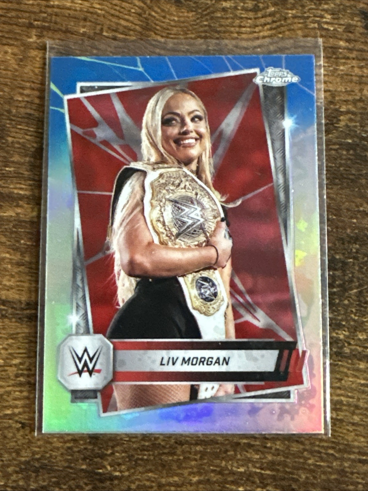 2025 Topps Chrome WWE Red & Blue Refractor Liv Morgan #146