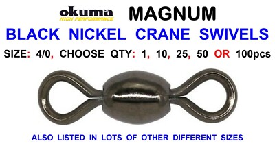 OKUMA GRÖSSE 4/0 SCHWARZ CRANE WIRBEL FÜR MEERESANGELSCHNUR KÖDER CLIP RIG FAST LINKS