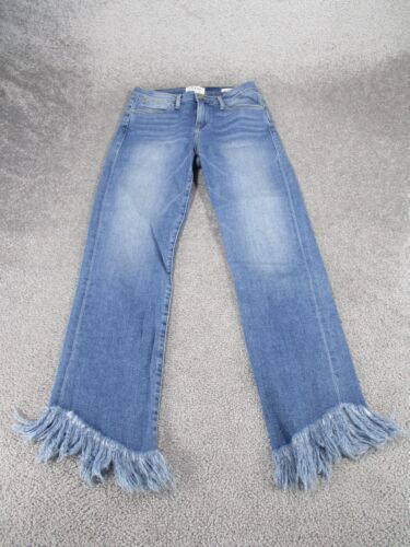 Frame Jeans Womens 26 Le High Straight Light Wash Denim Frayed Hem