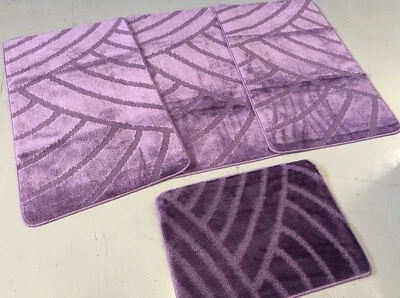 ROMANY BARGAINS JUEGO DE 4 ALFOMBRILLAS-ALFOMBRAS LAVABLES GITANAS ROMANAS TAMAÑO 75X125CM ANTIDESLIZANTE MORADO LILA