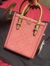 Tory Burch T Monogram Tote mini  Bag Pink New With Tag