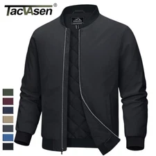Men's Quilted Lined Bomber Jackets Winter Windproof Padded Casual Warm Work Coat