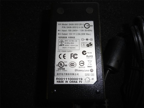 12VDC Adapter SA06-30S12R-V w AC Power Cord 2.5A 100-240VAC SA06-30S12-V-3A N15 - Picture 2 of 5