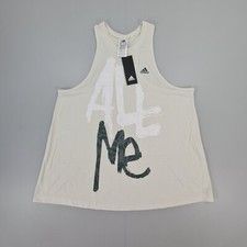 Image of adidas Womens Tank Top Grey Large Sleeveless Round Cotton Statement Tank