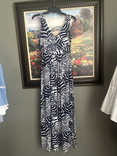 LILLY PULITZER Sloan Oh Cabana Boy navy white umbrellas stretchy maxi dress S - Picture 9 of 9