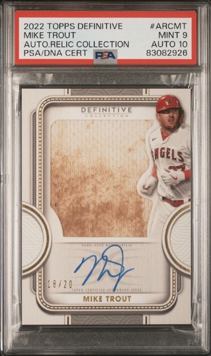Mike Trout PSA 10 Patch Auto 2022 Topps Definitive Collection 18/20